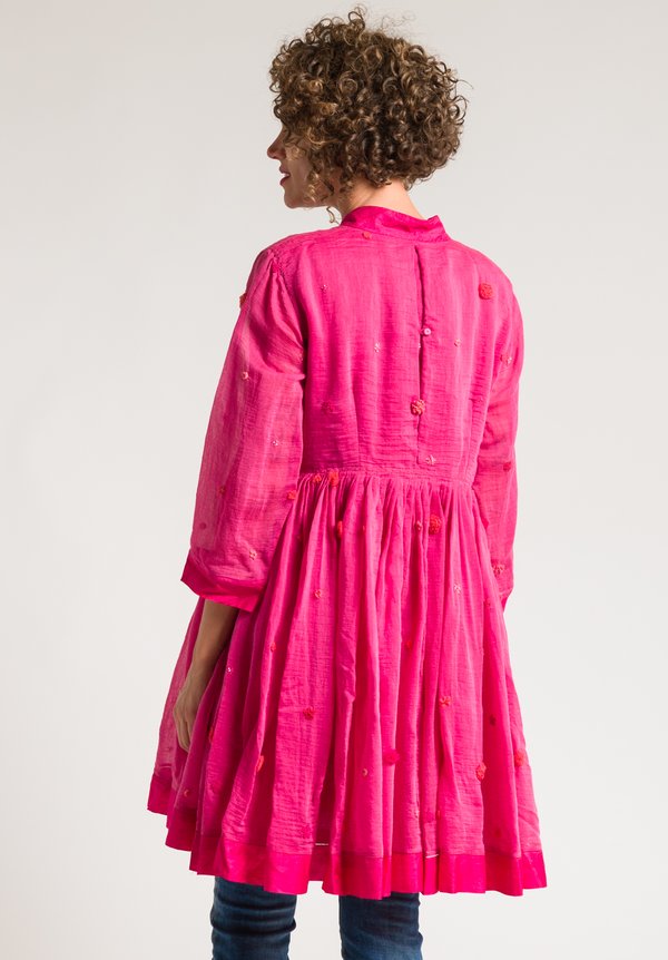 Pero Beaded Flower Detail Tunic in Bright Pink	
