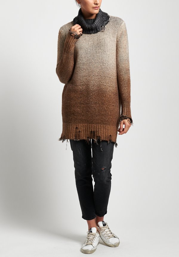 Avant Toi Distressed Sweater in Suede
