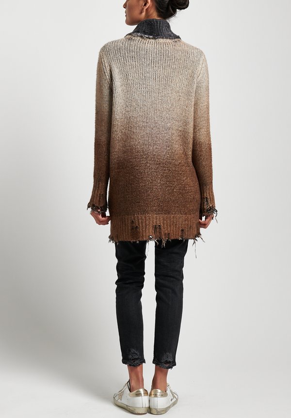 Avant Toi Distressed Sweater in Suede