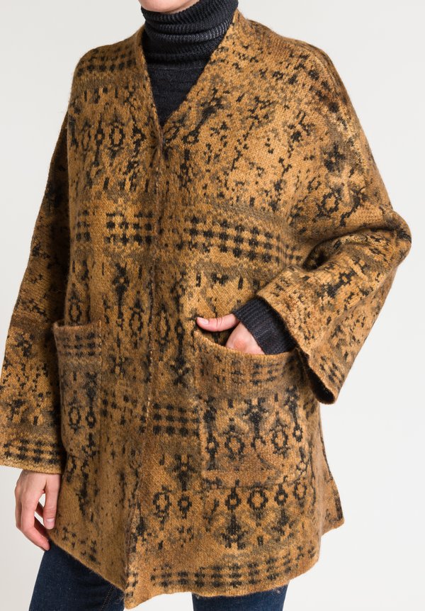 Avant Toi Square Jacquard Duster in Suede	