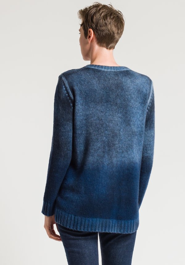 Avant Toi Ombre Dyed Sweater in Blue/ Navy	