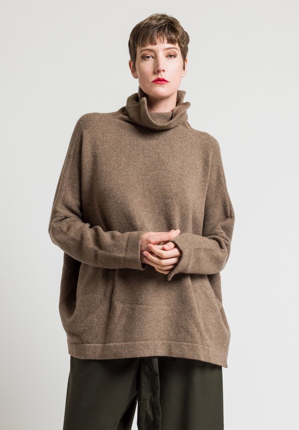 Daniela Gregis Cashmere Gianna Turtleneck Sweater in Dark Natural