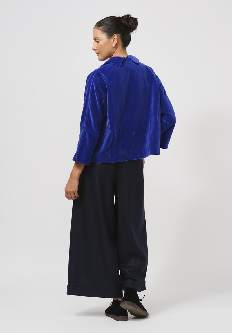 Daniela Gregis Wool Wide Leg Tasche Pigiama Pants in Blue Navy	