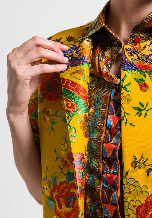 Etro Chinoiserie Flowers & Birds Jacket in Marigold	