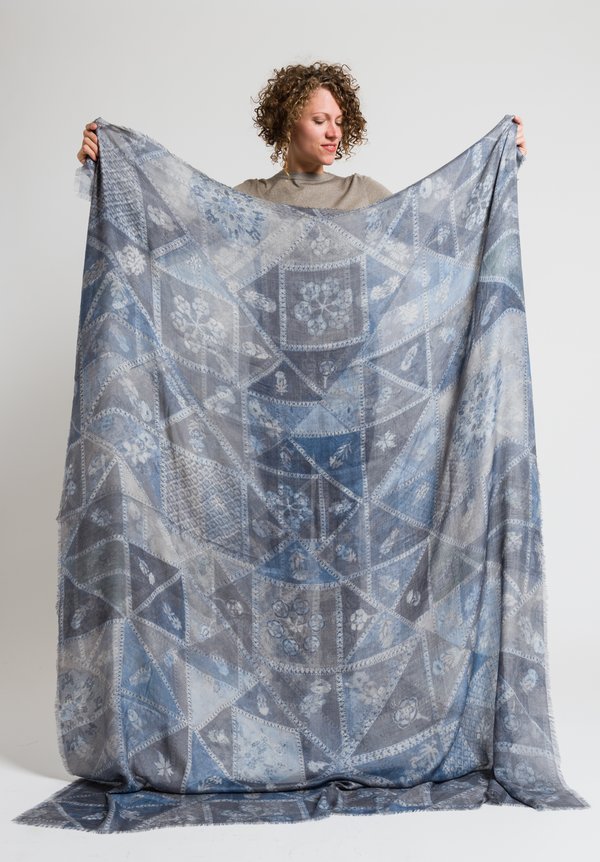Alonpi Printed Scarf in Paco Blue	