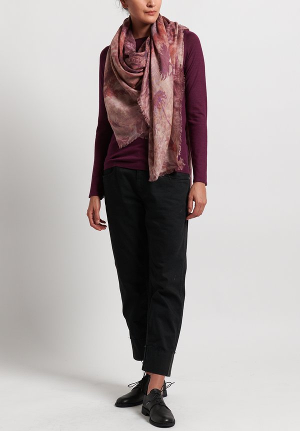 Alonpi Cashmere Printed Scarf in Hanes Pink	