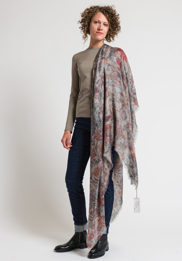 Alonpi Printed Scarf in Guip Grey	