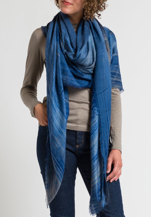 Alonpi Lotus Printed Scarf in Blue	