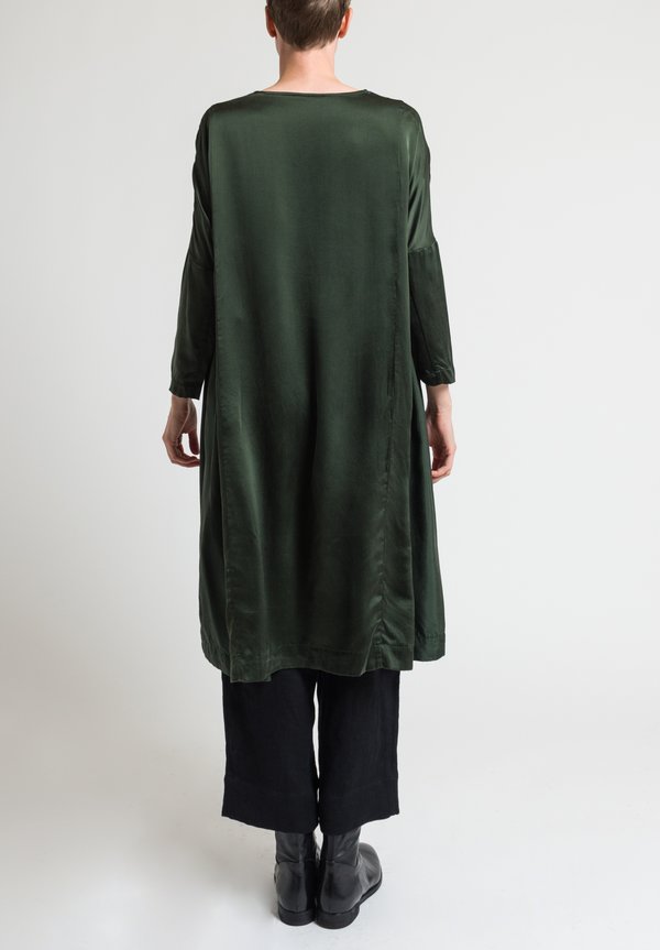 Casey Casey Washed Silk Ruche Dress in Moss