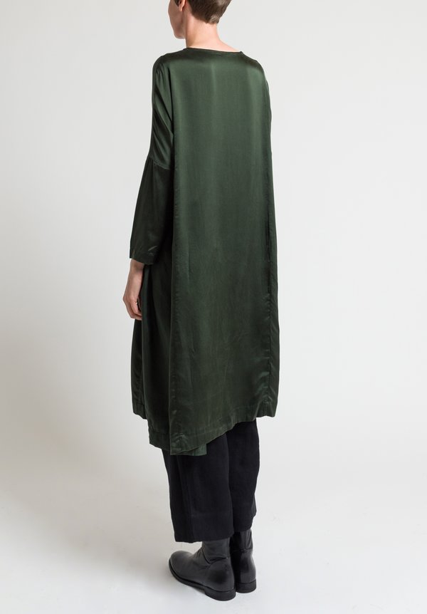 Casey Casey Washed Silk Ruche Dress in Moss