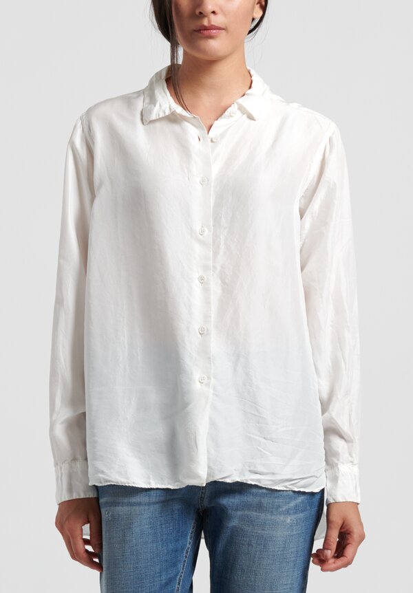 Casey Casey Washed Silk Marine Short Shirt in Natural White