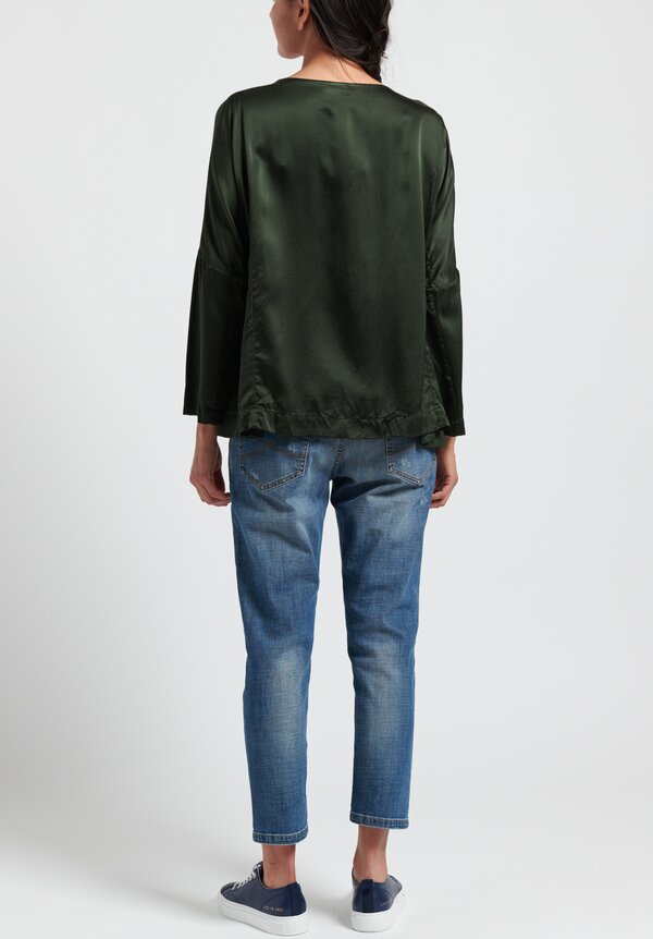 Casey Casey Washed Silk PYJ Short Top in Moss	
