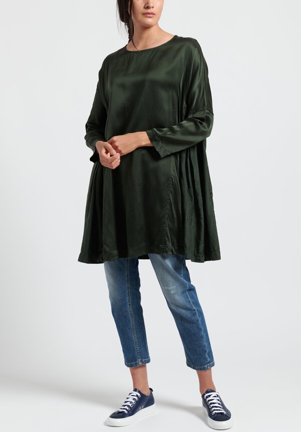 Casey Casey Washed Silk PYJ Ruche Top in Moss | Santa Fe Dry Goods ...