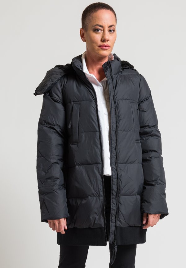Rundholz Black Label Ribbed Hem Relaxed Puffy Coat in Anthra	