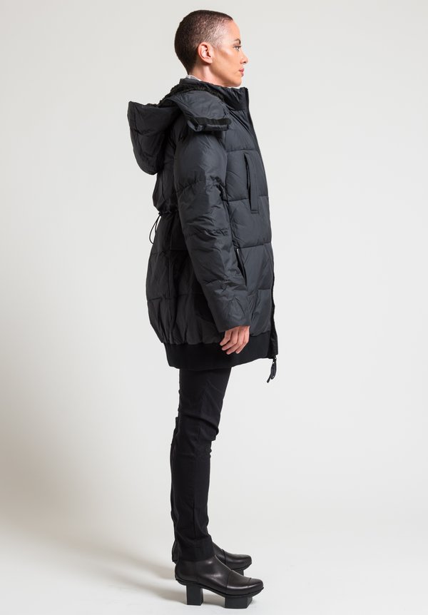 Rundholz Black Label Ribbed Hem Relaxed Puffy Coat in Anthra	
