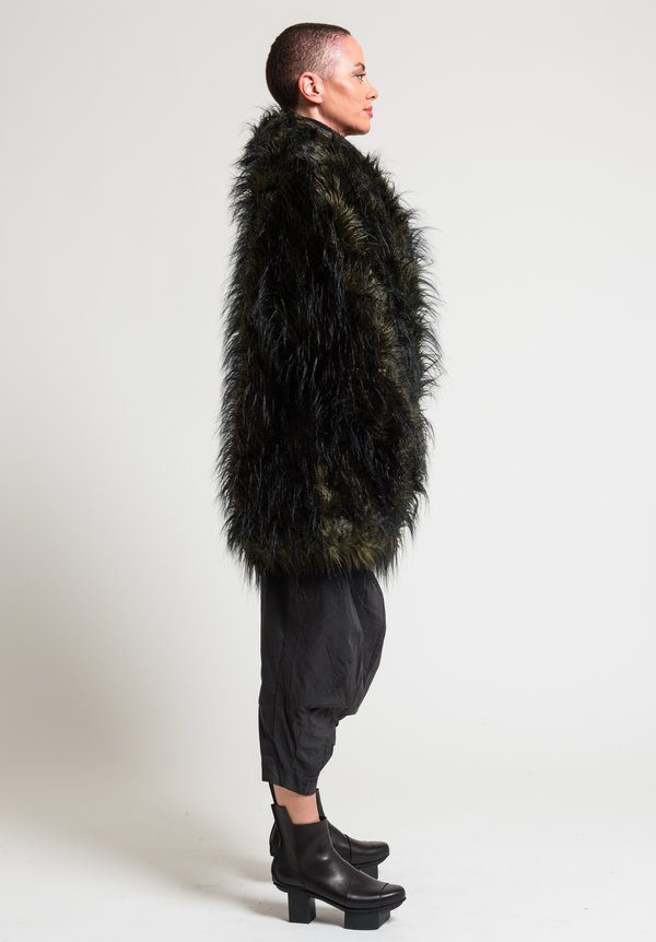 Rundholz Black Label Faux Fur Coat in Vert Melang	