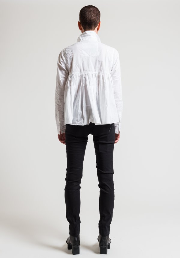 Rundholz Black Label Pleated Back Shirt in White	