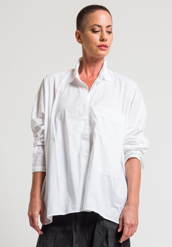 Rundholz Black Label Oversize Large Pocket Shirt in White	