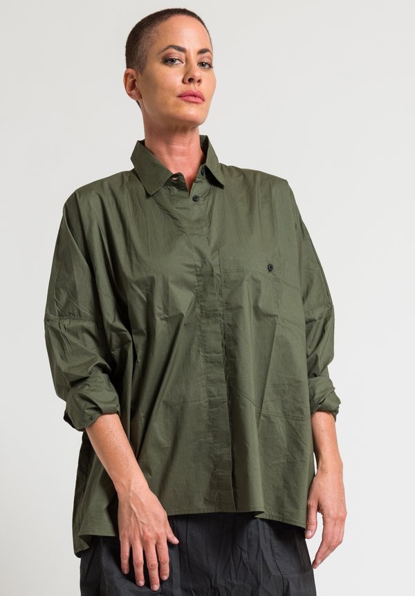 Rundholz Black Label Oversize Large Pocket Shirt in Vert	