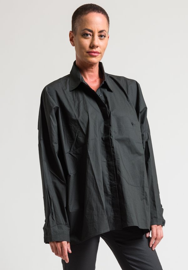 Rundholz Black Label Oversize Large Pocket Shirt in Anthra	