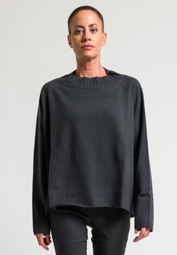 Rundholz Black Label Oversized Raglan Sleeve Sweater in Anthra	