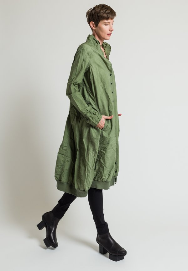 Rundholz Dip Oversized Button-Down Tunic Dress in Green	