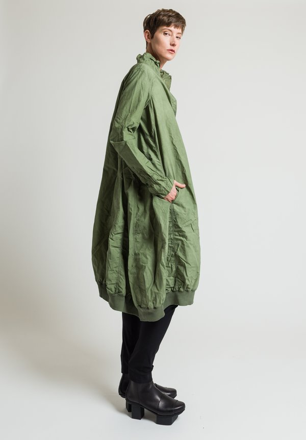 Rundholz Dip Oversized Button-Down Tunic Dress in Green	