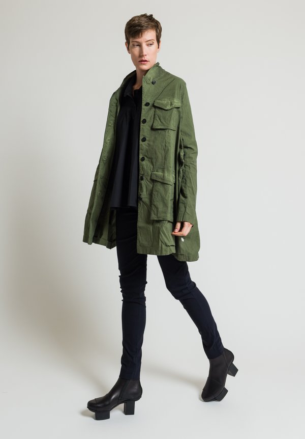 Rundholz Dip Long Stand Collar Long Jacket in Green	