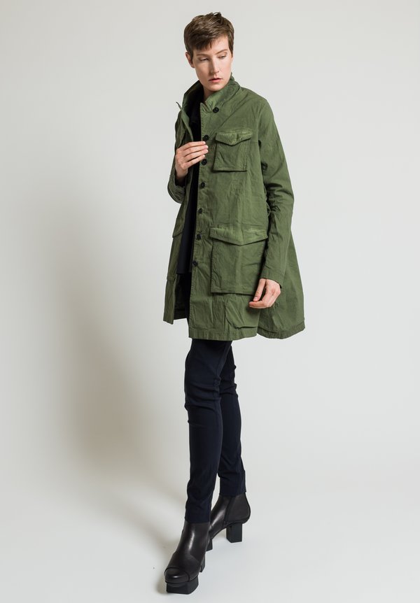 Rundholz Dip Long Stand Collar Long Jacket in Green	
