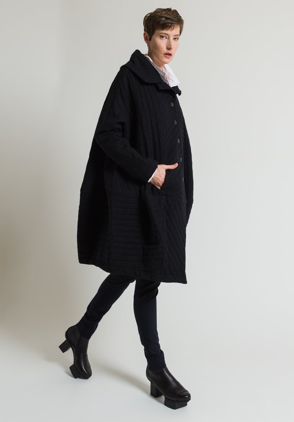 Rundholz Long Quilted Coat in Black	