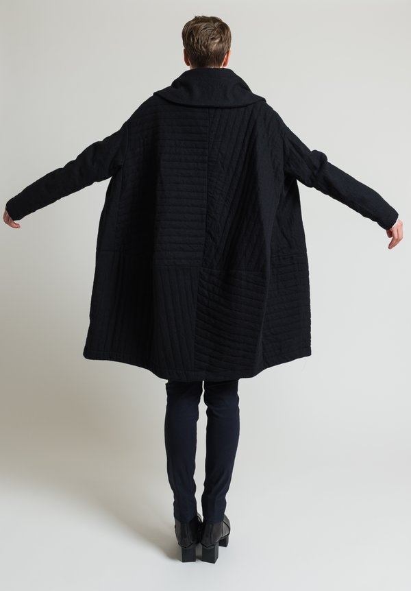 Rundholz Long Quilted Coat in Black	