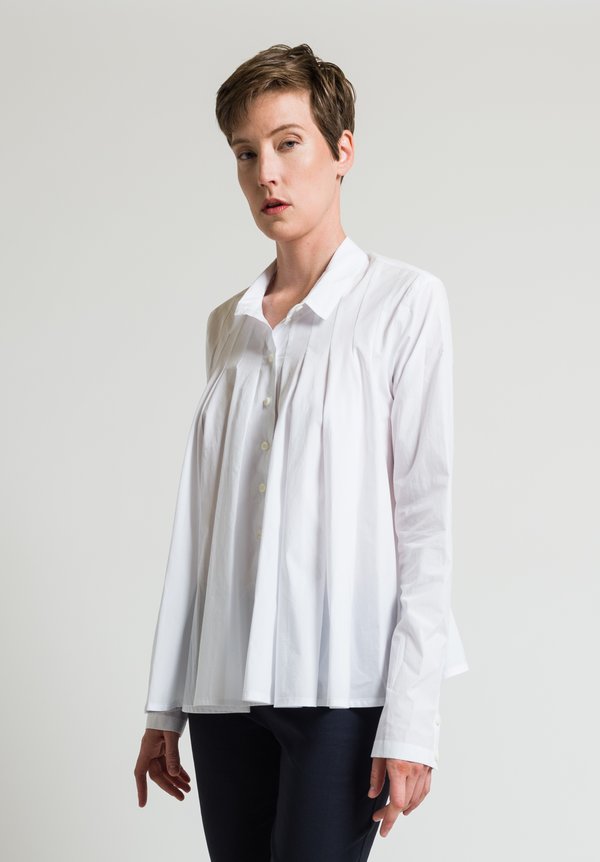 Rundholz Front Pleated Shirt in White	