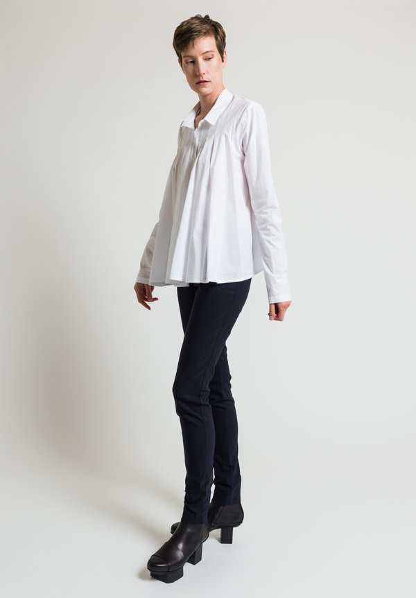 Rundholz Front Pleated Shirt in White	