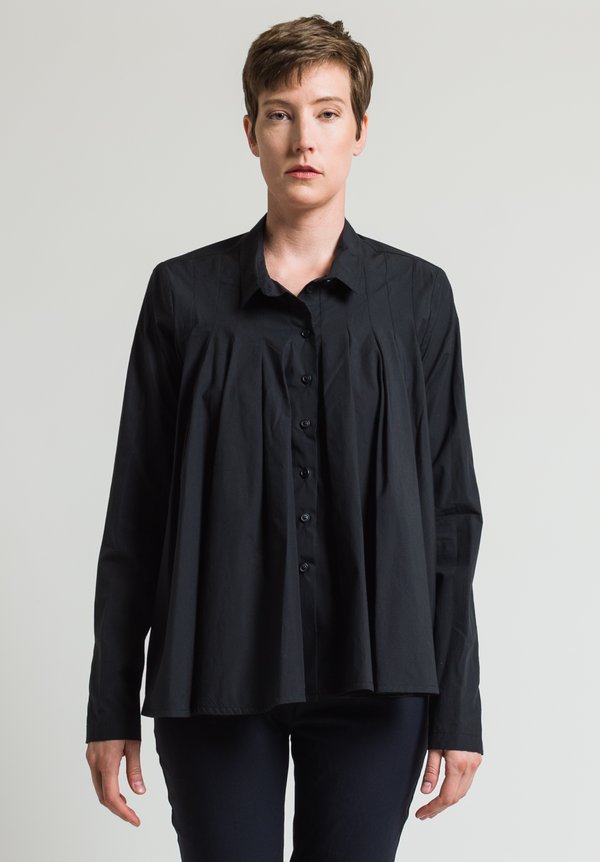 Rundholz Front Pleated Shirt in Black	