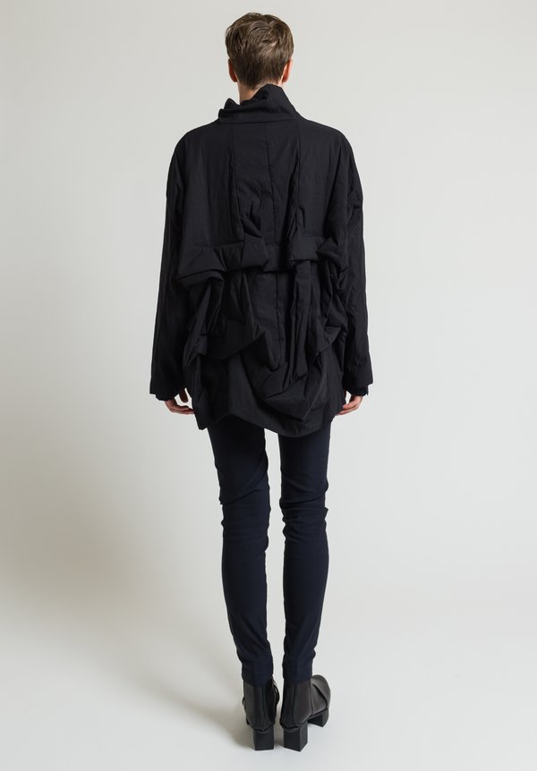 Rundholz Gathered Asymmetric Jacket in Black	
