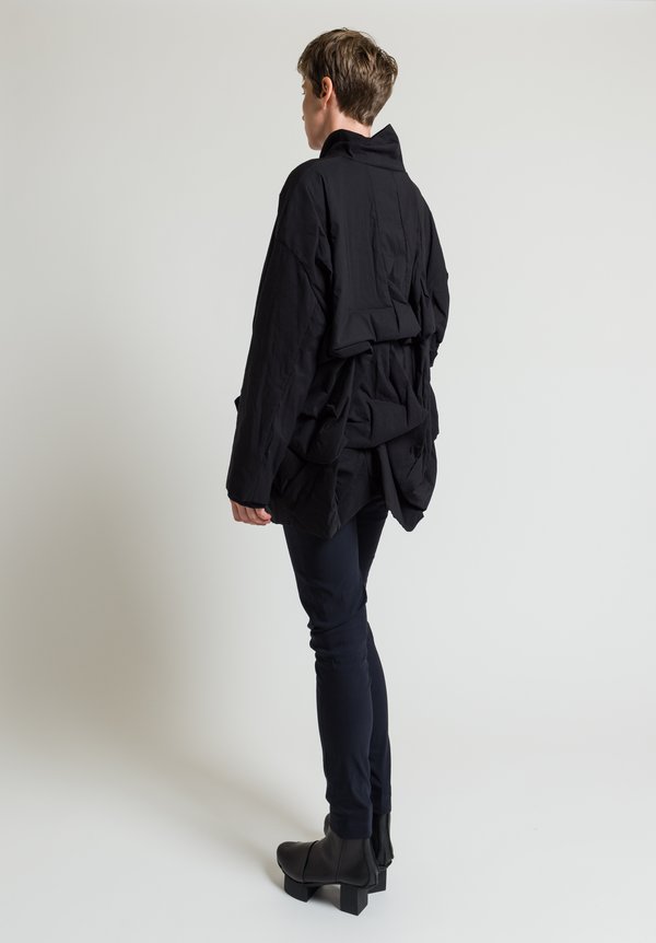 Rundholz Gathered Asymmetric Jacket in Black	
