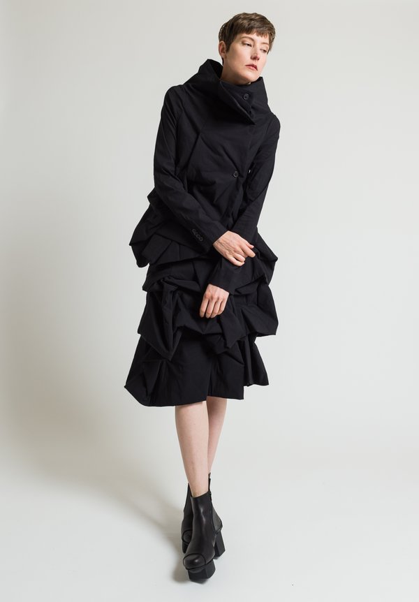 Rundholz Gathered Asymmetric Skirt in Black