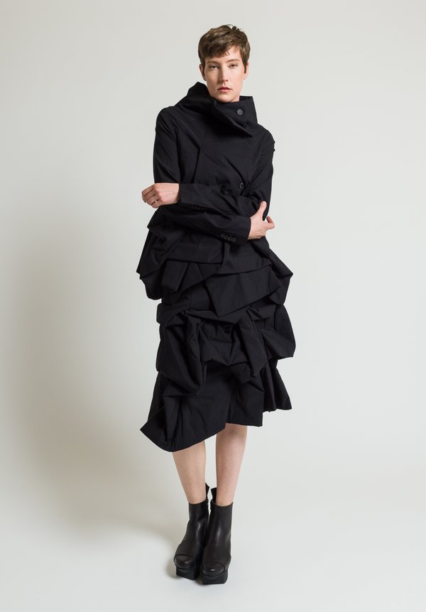 Rundholz Gathered Asymmetric Skirt in Black