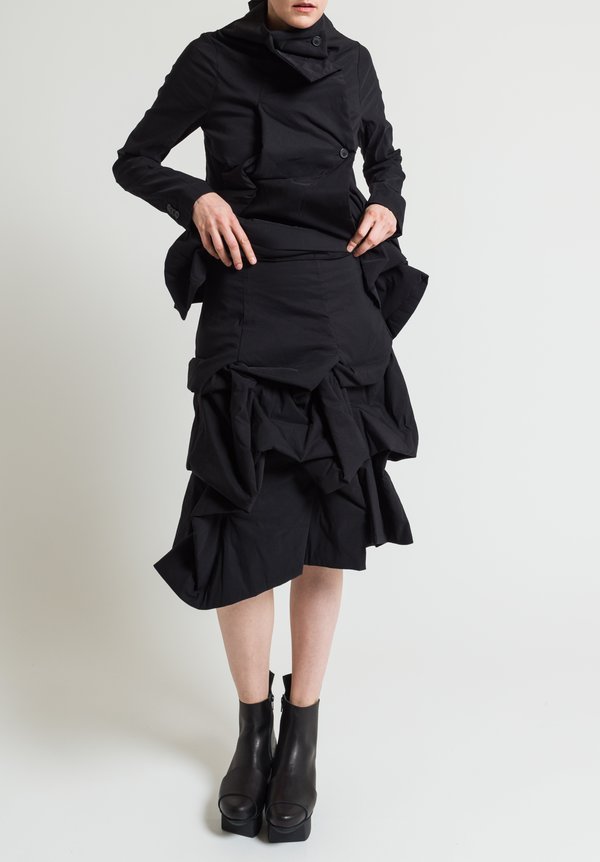 Rundholz Gathered Asymmetric Skirt in Black