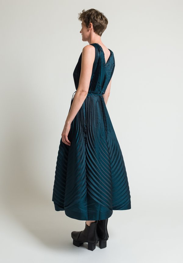 Issey Miyake Horn Pleats Dress in Teal	