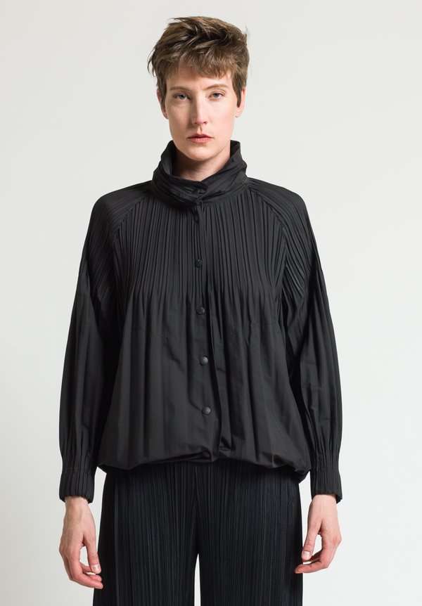 Issey Miyake Pleats Please Collared Button Down Shirt - Black