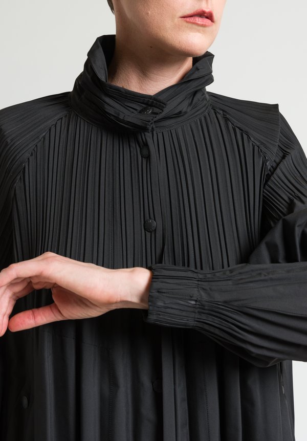 Issey Miyake Pleats Please Collared Button Down Shirt - Black