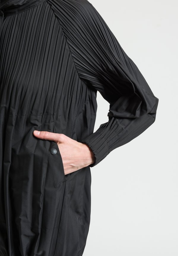 Issey Miyake Pleats Please Button Down Jaunty Jacket in Black