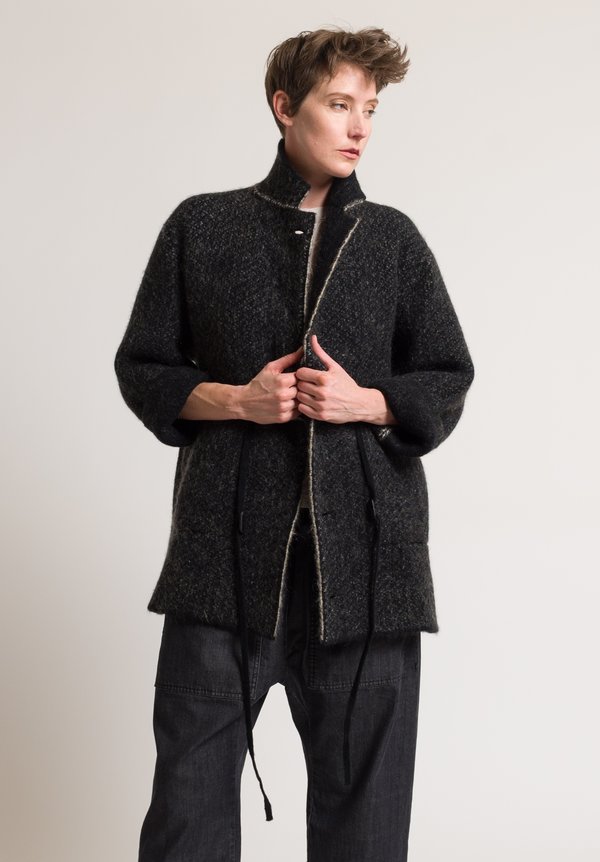 Boboutic Knit Drawstring Waist Coat in Black/ White	