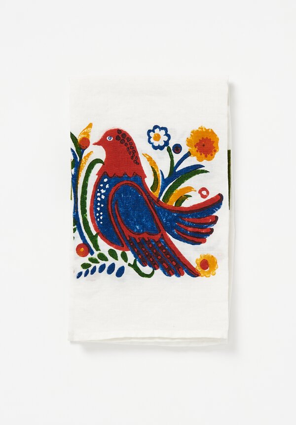 Bertozzi Handmade Linen Kitchen Towel with Blue	