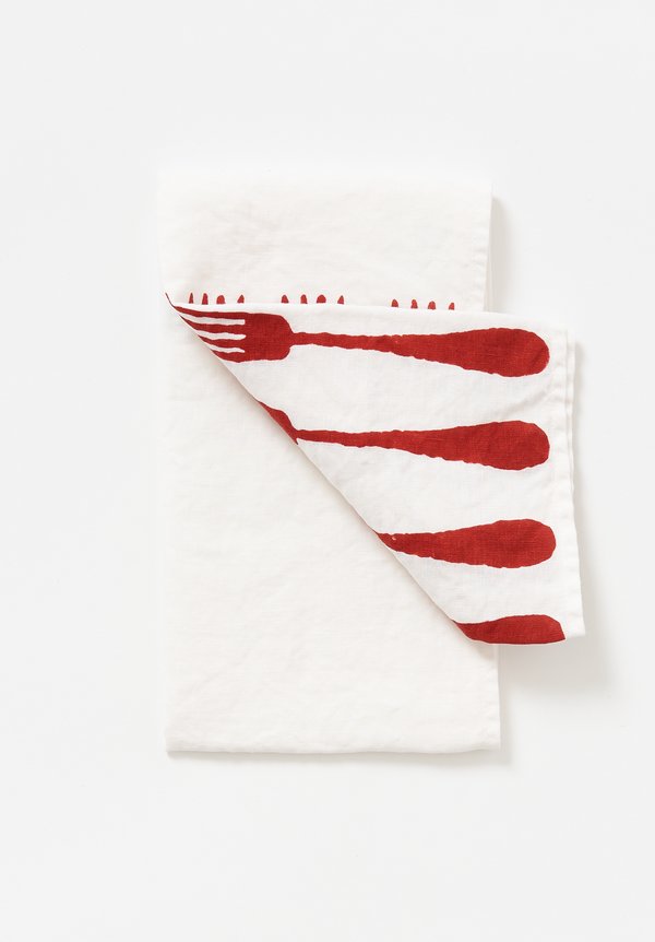 Bertozzi Handmade Linen Kitchen Towel with Red Forks	