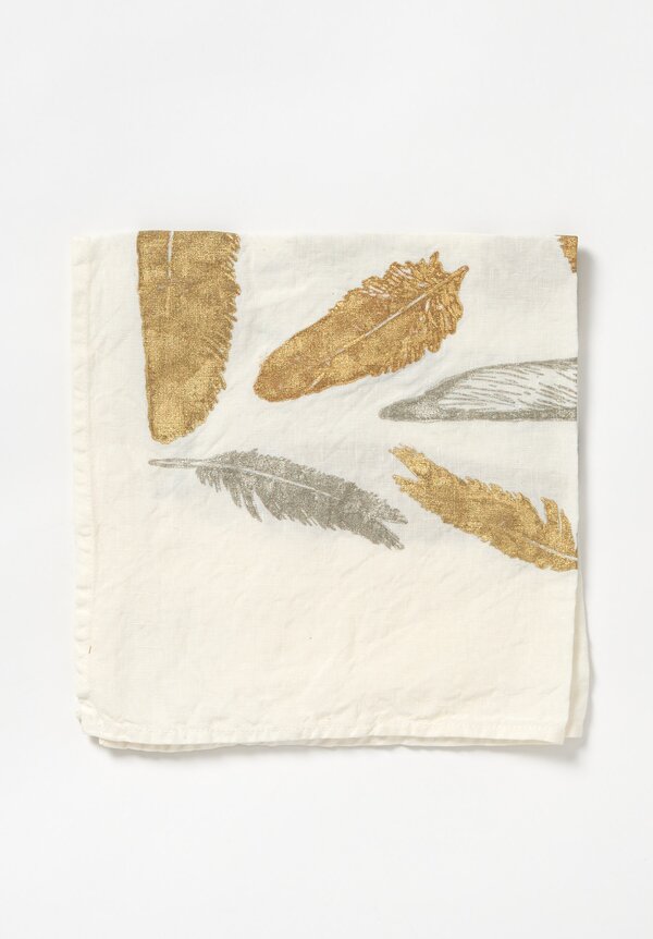 Bertozzi Handmade Linen Napkin with Feathers