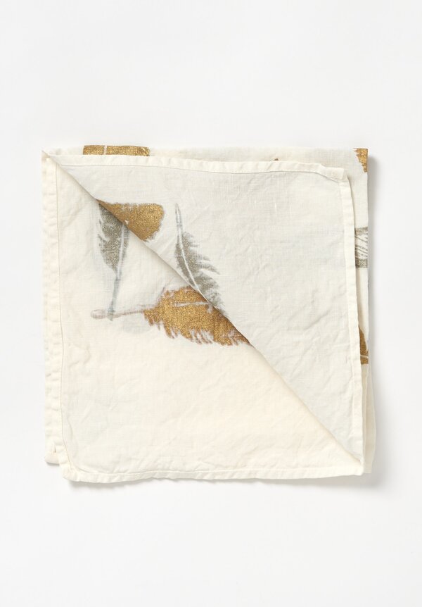 Bertozzi Handmade Linen Napkin with Feathers