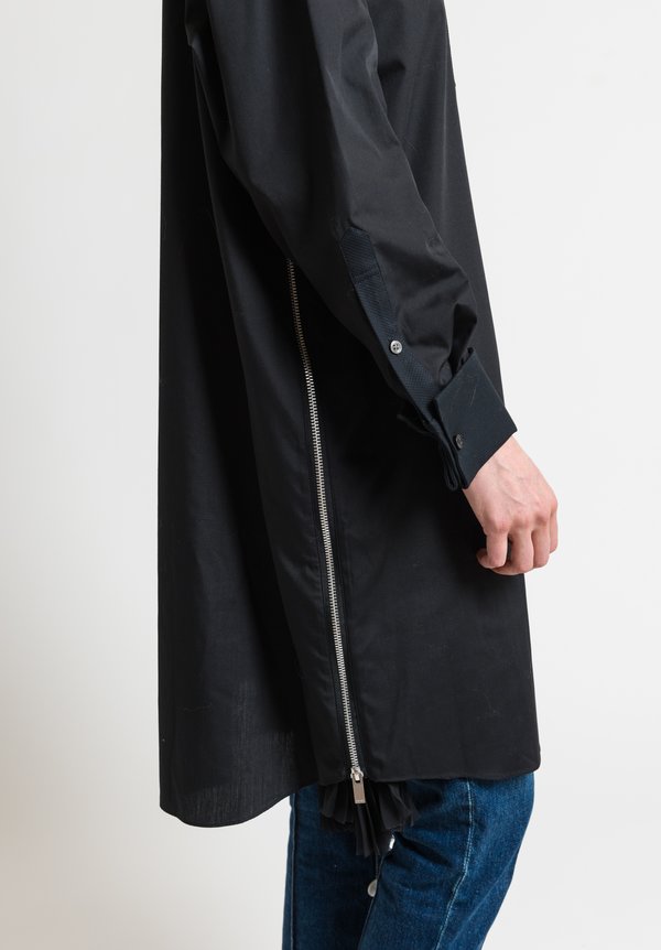 Sacai Pleated Zipper Side Slit Tunic in Black	