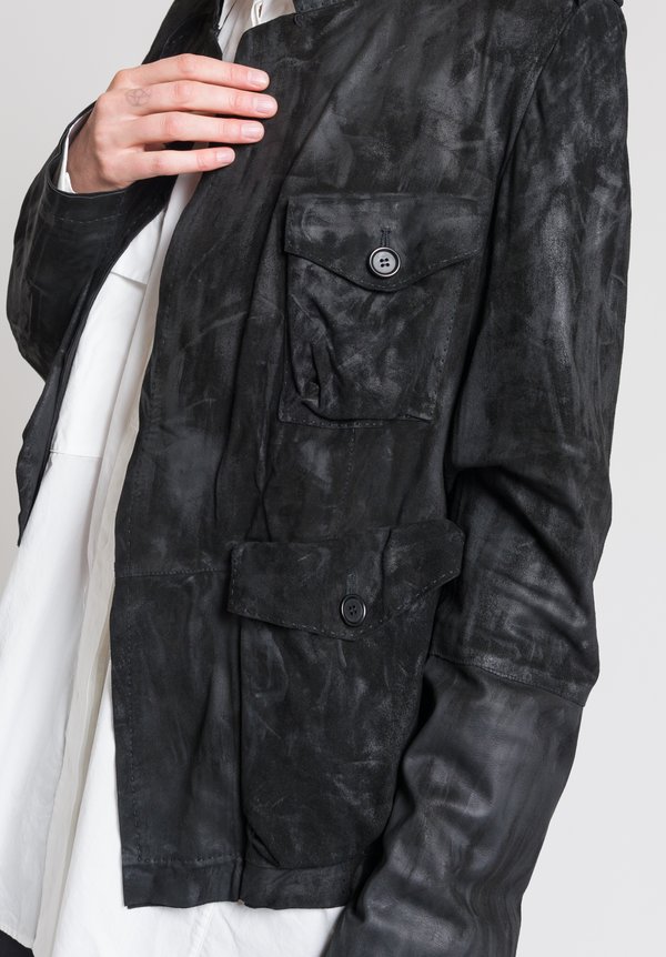 Urban Zen Lambskin Officer Jacket in Black	